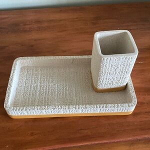 Tooth brush holder and bathroom tray